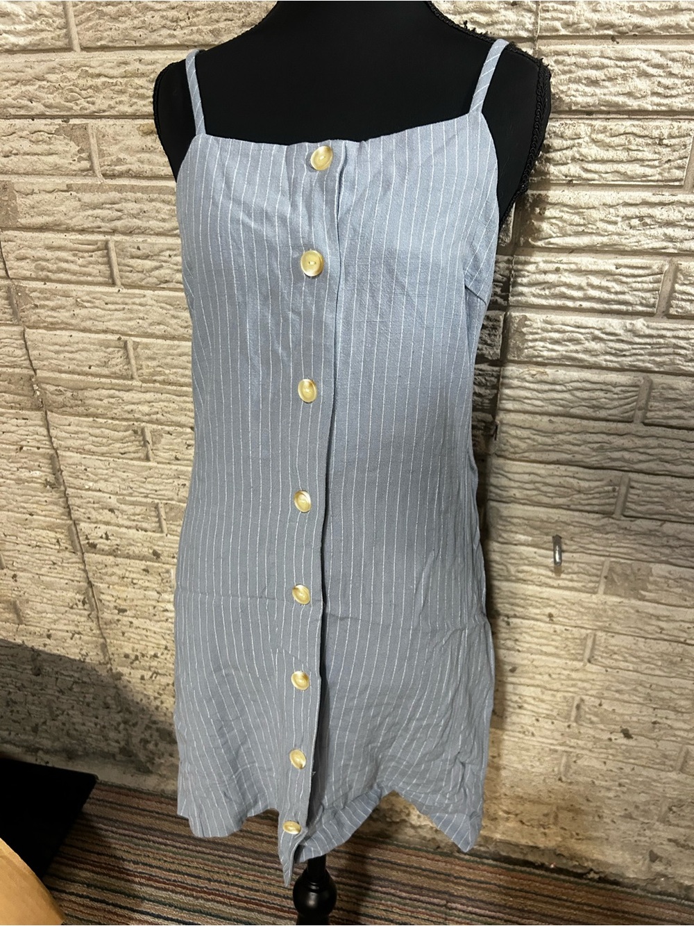 NWT Monteau Womens XS Linen Blend Breathable Soft Midi Spaghetti Strap Dress